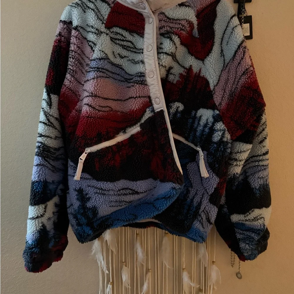 Free People Multicolor Fleece Jacket with Zippered Front - Picture 3 of 6